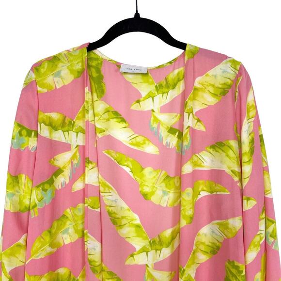 Adrienne Pink Yellow Floral Long Beach Cover-Up Duster‎ Women’s Size Large - Picture 4 of 6